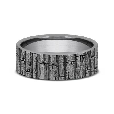 Men's Grey Tantalum Band with Bamboo Stalks, 7MM