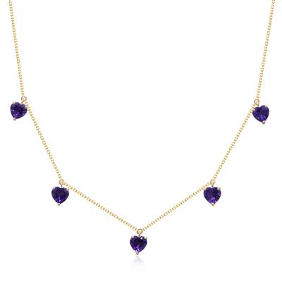 Heart-Shaped Amethyst Necklace in 10K Yellow Gold