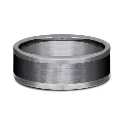 Men's Satin Finish Band in Tantalum & Black Titanium, 8MM