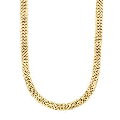 Rice Link Mesh Necklace in 14K Yellow Gold, 17"