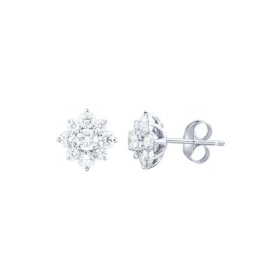 Lab Grown Diamond Flower Stud Earrings in 14K White Gold (3/4 ct. tw.)