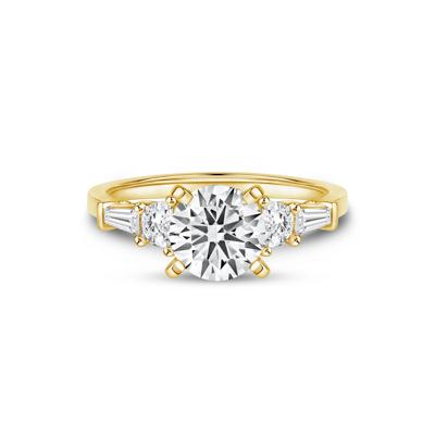 1/2 ct. tw. Round and Baguette-Cut Diamond Semi-Mount Engagement Ring in 14k Yellow Gold (Setting Only)
