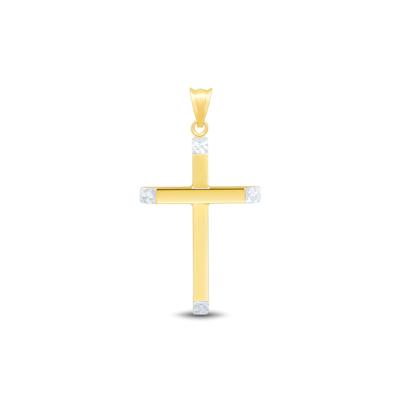 Diamond-Cut Cross Pendant in 10K Yellow and White Gold
