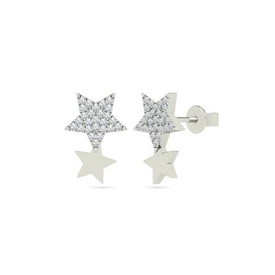 Diamond Star Earrings in 14K White Gold (1/8 ct. tw.)