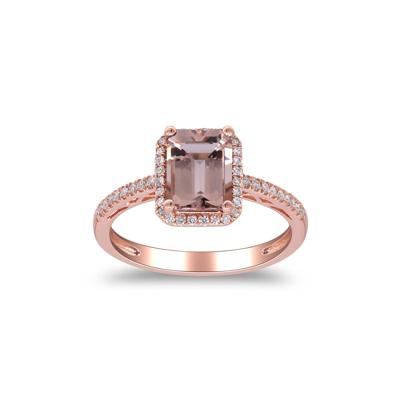 Morganite and Diamond Halo Ring in 10K Rose Gold (1/5 ct. tw.)