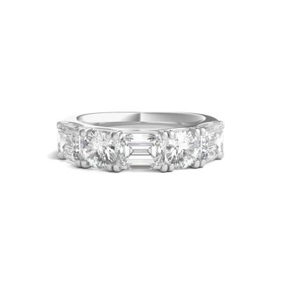 Round & Emerald-Cut Lab Grown Diamond Five-Stone Band in Platinum (4 ct. tw.)