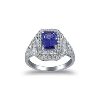 Emerald-Cut Tanzanite and Diamond Ring in 14K White Gold (7/8 ct. tw.)