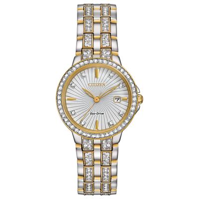Ladies' Silhouette Crystal Watch in Two-Tone Stainless Steel