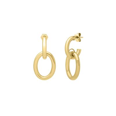 Polished Tube-Link Drop Earrings in 14K Yellow Gold