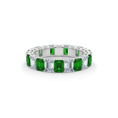 Lab Grown Diamond and Lab-Created Emerald Eternity Band in 14K White Gold (2 3/4 ct. tw.)