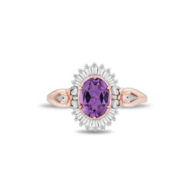 Rapunzel Amethyst Ring in Sterling Silver & 10K Rose Gold (1/5 ct. tw.)