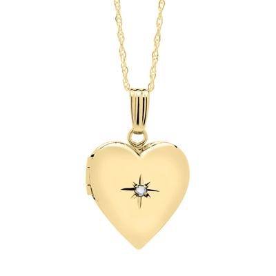 Diamond Accent Heart Locket in 14K Yellow Gold