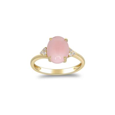 Pink Opal and Diamond Accent Ring in 10K Yellow Gold