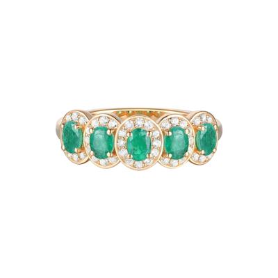 Emerald and Diamond Oval Band in 14K Yellow Gold (1/4 ct. tw.)