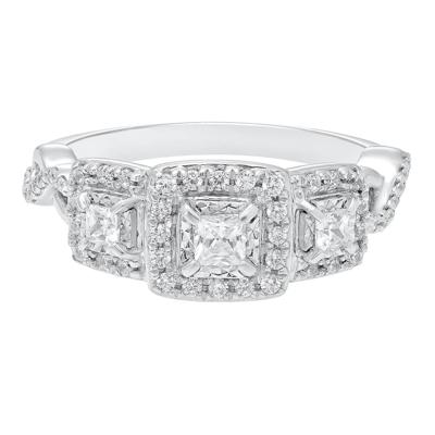Princess-Cut Diamond Three-Stone Ring in 10K White Gold (1/2 ct. tw.)