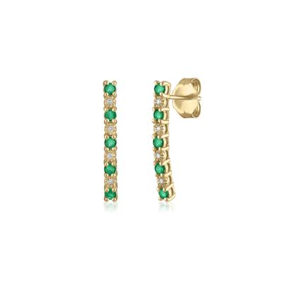 Emerald and Diamond Accent Earrings in 14K Yellow Gold