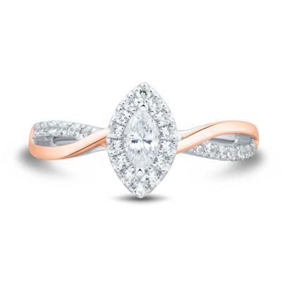 Marquise-Shaped Diamond Ring in 14K White & Rose Gold (1/2 ct. tw.)