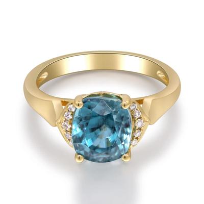 London Blue Topaz & Round Diamond Accent Ring in 10K Yellow Gold
