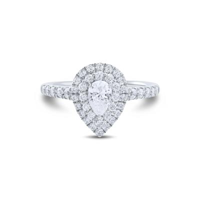 Pear-Shaped Diamond Engagement Ring in 14K White Gold (1 ct. tw.)