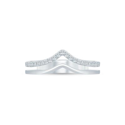 Lab Grown Diamond Chevron Anniversary Band in 14K White Gold (1/5 ct. tw.)