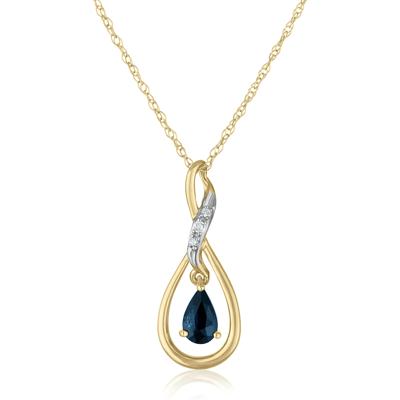 Blue Sapphire and Diamond Accent  Pendant in 10K Yellow Gold