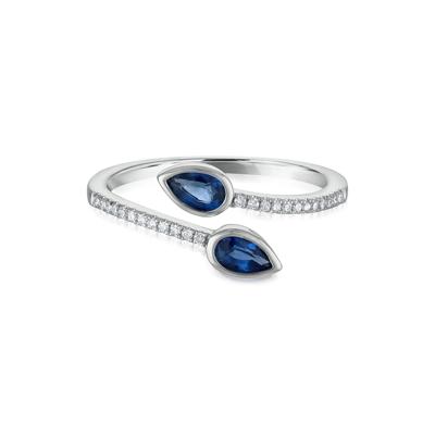 Diamond and Blue Sapphire Wrap Ring in 10K White Gold (1/10 ct. tw.)
