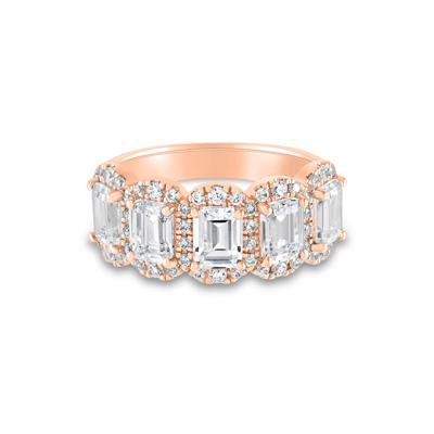 Lab Grown Diamond Emerald-Cut Halo Band in 10K Rose Gold (3 ct. tw.)