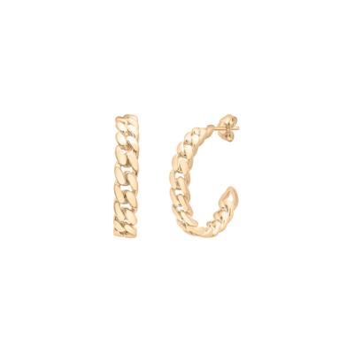 Curb Chain Open Hoop Earrings in Vermeil, 16MM