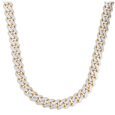 Diamond-Cut Cuban Link Chain in 14K Yellow & White Gold, 24”