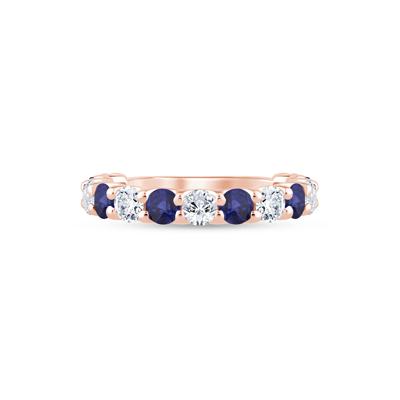 Lab Grown Diamond and Lab-Created Blue Sapphire Anniversary Band in 14K Rose Gold (1 ct. tw.)