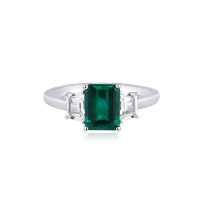 Lab-Created Emerald & Lab-Created White Sapphire Ring in Sterling Silver