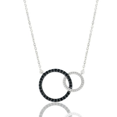 Black and White Diamond Linked Circle Pendant in Sterling Silver (1/4 ct. tw.)