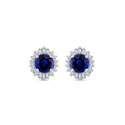 Tanzanite & Diamond Halo Stud Earrings in 10K White Gold (1/5 ct. tw.)