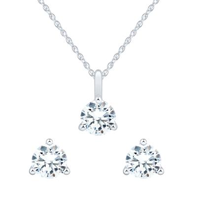 Lab Grown Diamond Pendant and Earring Box Set in 10K White Gold (1 ct. tw.)