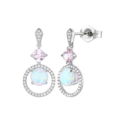 Lab Created Opal Dangle Earrings in Sterling Silver