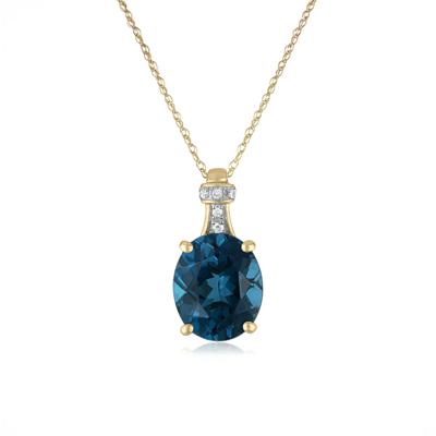 London Blue Topaz & Diamond Accent Pendant in 10K Yellow Gold