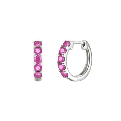 Ruby Hoop Earrings in 10K White Gold