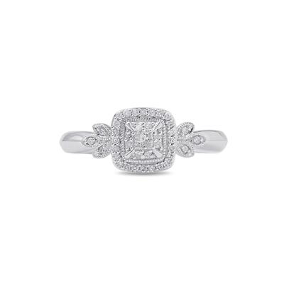 Princess-Cut Diamond Halo Promise Ring in Sterling Silver (1/6 ct. tw.)