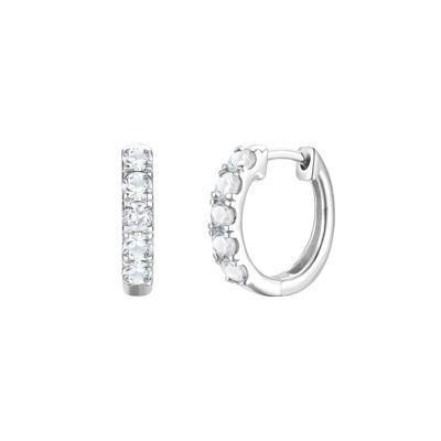 White Sapphire Hoop Earrings in 10K White Gold