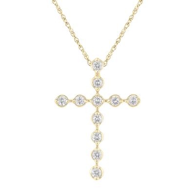 Diamond Cross Pendant in 10K Yellow Gold (1/5 ct. tw.)