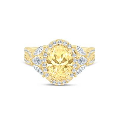 Bess Lab Grown Diamond Yellow Oval Halo Engagement Ring in 14K Yellow Gold (3 ct. tw.)