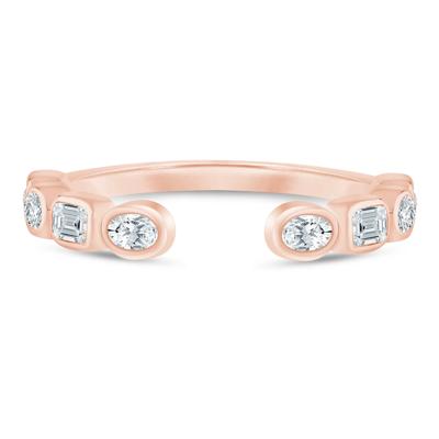 Lab Grown Diamond Emerald and Oval Open Band in 14K Rose Gold (5/8 ct. tw.)