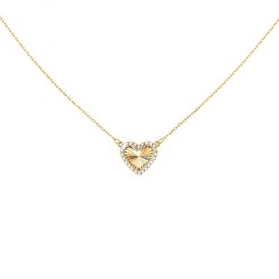 Diamond-Cut Heart Necklace in 14K White and Yellow Gold