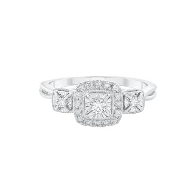 Diamond Three Stone Ring in 10K White Gold (1/4 ct. tw.)