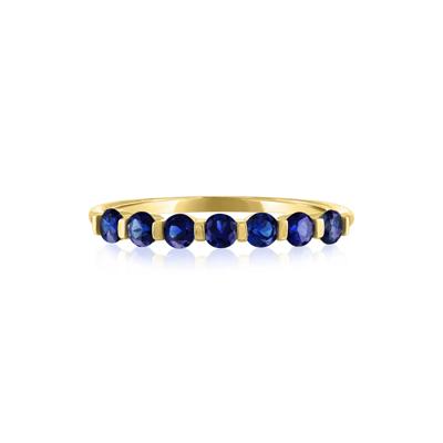 Lab-Created Blue Sapphire Shared-Prong Band in 10K Yellow Gold