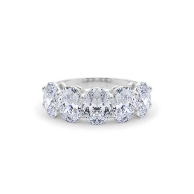 Lab Grown Diamond Oval Five-Stone Band in 14K White Gold (5 ct. tw.)