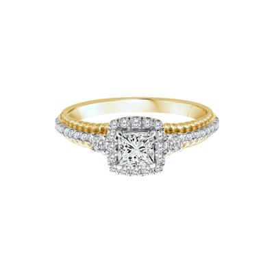 Princess-Cut Diamond Halo Engagement Ring in 14K Yellow Gold (3/4 ct. tw.)