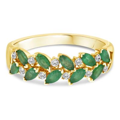 Emerald and Diamond Ring in 10K Yellow Gold (1/8 ct. tw.)