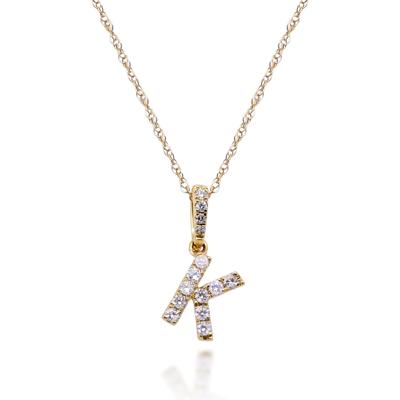 Diamond K Initial Pendant in 10K Yellow Gold (1/7 ct. tw.)