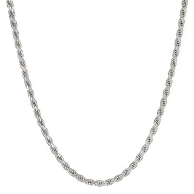 Solid Rope Chain Necklace in Sterling Silver, 22”
